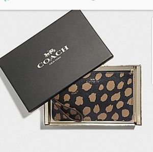 Coach Boxed Small Wristlet With Deer Spot Print